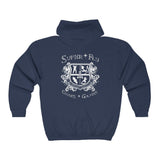 Super-Fly White Logo Hoodie Unisex Heavy Blend™ Full Zip Hooded Sweatshirt