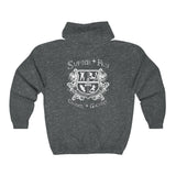 Super-Fly White Logo Hoodie Unisex Heavy Blend™ Full Zip Hooded Sweatshirt
